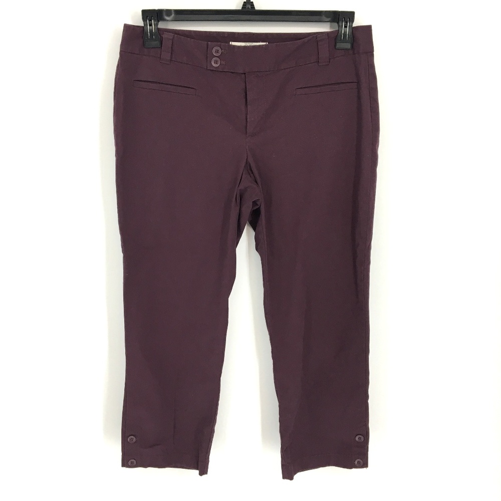 LOFT Marisa Eggplant Purple Mid Rise Cropped Pants